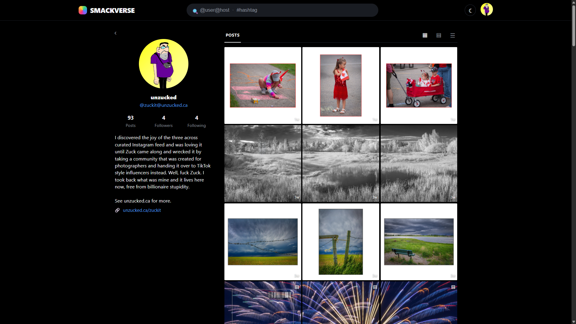 The same photography profile on the Fediverse